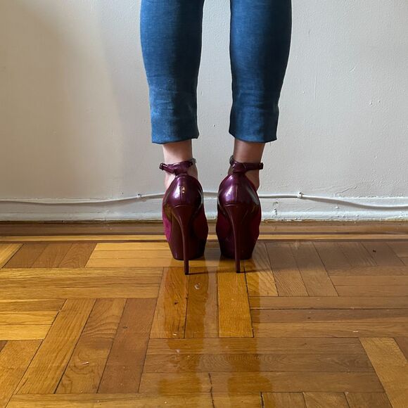 Bakers Tandy Round Toe Double Platform Pink Purple Ankle Strap Leather Size 11 - Picture 6 of 6